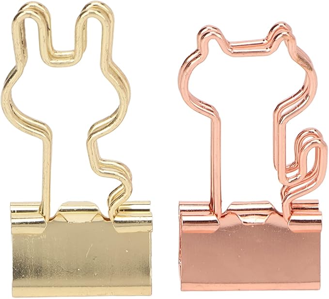 100pcs Binders Clips, Cute Cat Metal Binders Clips, Hollowed Cute Cat Shaped Metal Paper Clips for School Home Desk Organizers