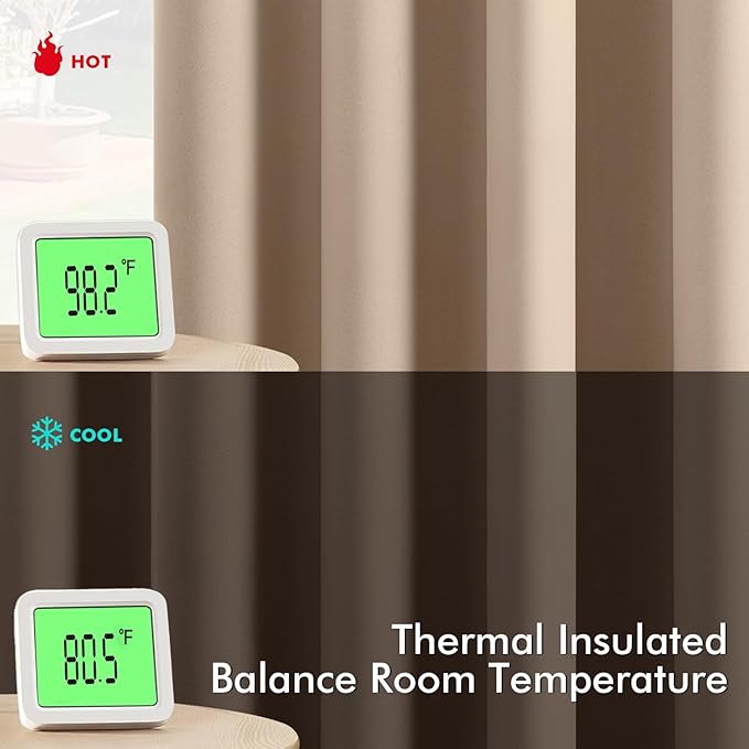 MIULEE Beige Blackout Curtains for Bedroom Living Room 63 Inches Long 2 Panels, Thermal Insulated Room Darkening Drapes Solid Grommet Top Noise Reduction Light Blocking Window Treatments 40x63 Inch