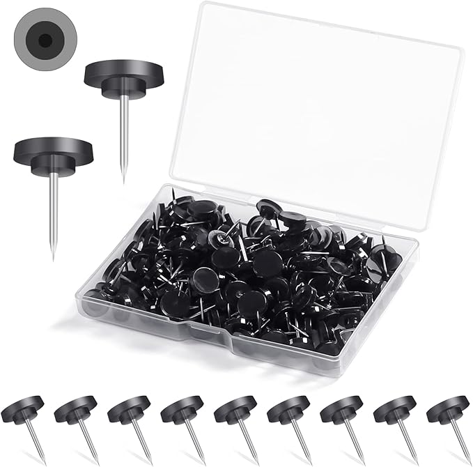 150 PCS Push Pins, Standard Plastic Head Steel Point & Black Plastic Round Head for Wall & Bulletin Boards, Fabric Markers, Crafts and Office Organization