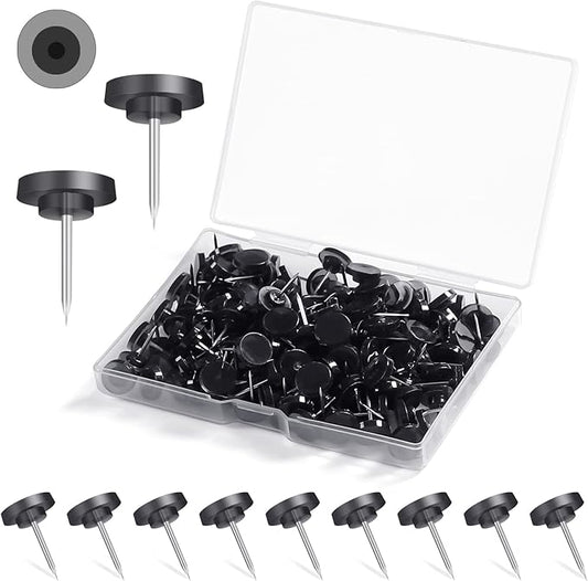 150 PCS Push Pins, Standard Plastic Head Steel Point & Black Plastic Round Head for Wall & Bulletin Boards, Fabric Markers, Crafts and Office Organization
