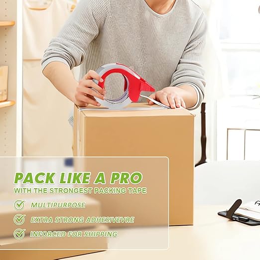 KAMOTA Packing Tape, 24 Rolls Heavy Duty Clear Packaging Tape for Shipping Packaging Moving Sealing, 1.88 inches Wide, 65 Yards Per Roll, Total 1560 Yards with 4 Dispensers