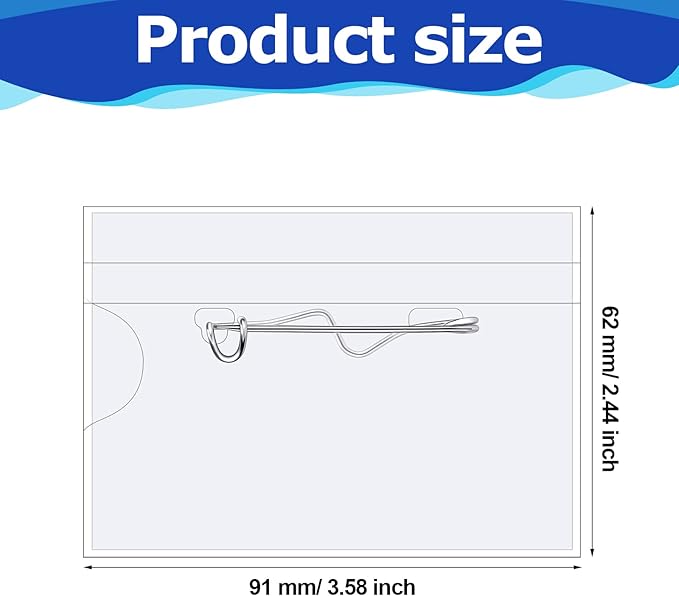 Eaasty 200 Pcs Name Tags with Pins ID Clear Plastic Badge Holder Pin Style Name Badge Holders with Inserts ID Card Plastic Badge Sleeve, 2.44 x 3.58 Inch(Silver Clip)