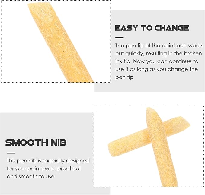 Ciieeo Universal Pen Points 50pcs Marker Pen Replacement Nibs Painting Tips Points Marker Refill Nibs for Acrylic Glass Chalk s Yellow Multifunctional Paint s