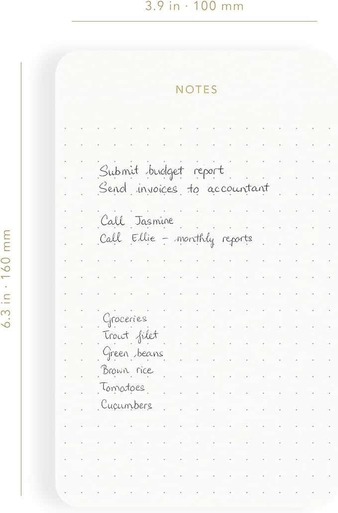Elegant Desk Notepads for Professionals, Executive's Memo Pads, Minimalist, Gold Foiled, Dotted Layout, 3 Pack, 225 Sheets Total (75 Each), 6.3" x 3.9”, 80 GSM, Eco-friendly, FSC™ Certified Small Notepad