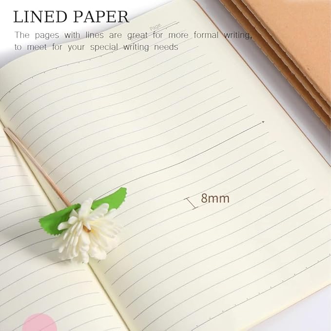 110 Pack A5 Composition Notebooks Bulk, Kraft Cover Lined Paper Journal for Traveler, Notes, Memo, Bulk Journals Notebook Sewn Brown College Ruled, 60 Pages, 8.3 x 5.5 Inch