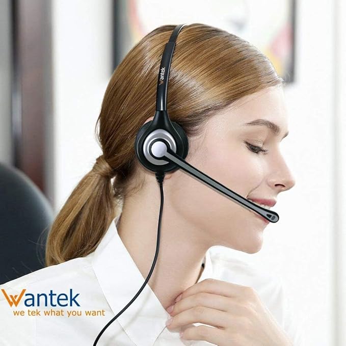 Wantek Cell Phone Headset with Microphone Noise Cancelling for PC,3.5mm Jack,Volume Control,Wired Computer Headset for Zoom Skype,for Office,Business, Call Center, Clear Chat