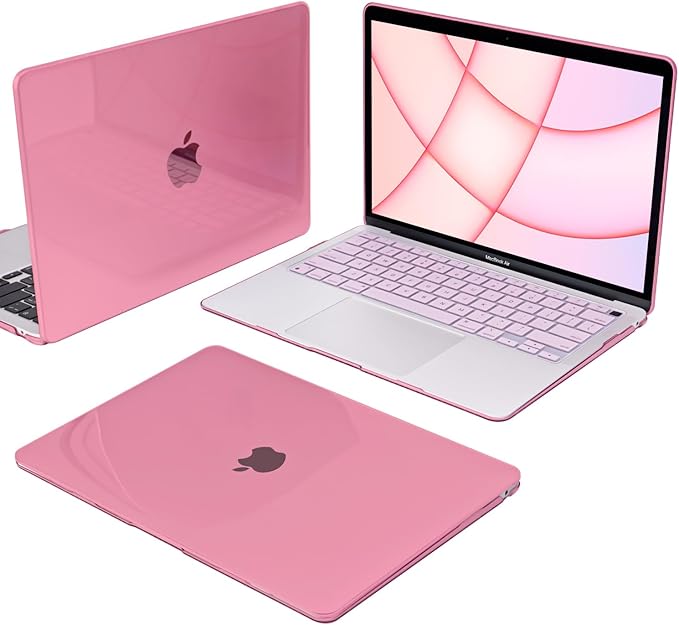 Compatible with 2022 2021 2020 2019 2018 2017 2016 MacBook Pro 13 inch Case M2 M1 Chip A2338 A2289 A2251 A1706 A1989 A2159 Cover, Plastic Hard Shell Case Keyboard Cover Screen Film, Crystal Pink