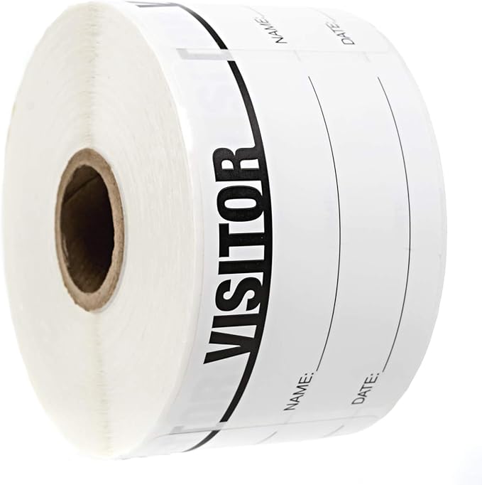 Black On White Visitor Pass / 500 Classic ID Labels/Safety Identification Badge Stickers / 2" x 3" Business Guest Pass Labels/Made in The USA