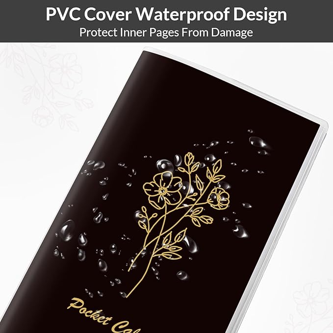 Pocket Calendar 2026-2027, Pocket Planner 2026-3.7" x 6.7" - Runs from September 2025 Until December 2027, Monthly Planner 2025-2027 with PVC Cover for Planning, Black