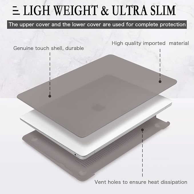 CISSOOK Compatible with MacBook Pro 13 Inch Case Gray 2023 2022 2021-2016 Release Model A2338 M2 M1 A2251 A2289 A1706 Touch Bar, Plastic Hard Shell Case with Keyboard Cover for Pro 13", Matte Gray