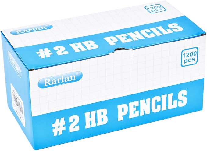 Rarlan Wood-Cased #2 HB Pencils, Pre-sharpened, 1200 Count Classroom Bulk Pack