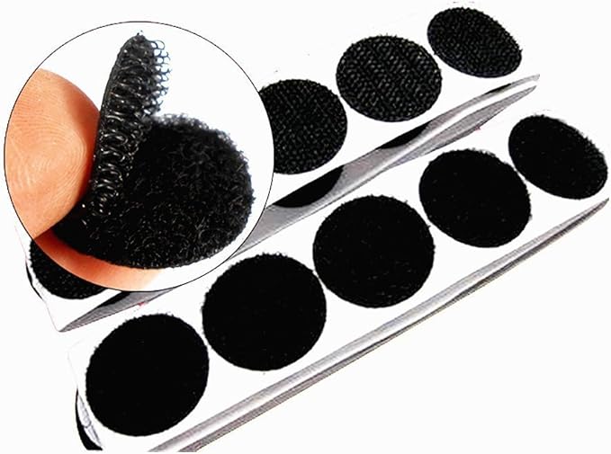 Self Adhesive Dots, Strong Adhesive 400pcs(200 Pairs) 0.59 inch Diameter Sticky Back Hook Nylon,Loop Strips with Waterproof Sticky Glue Tapes for Classroom, Office, Home(Black)