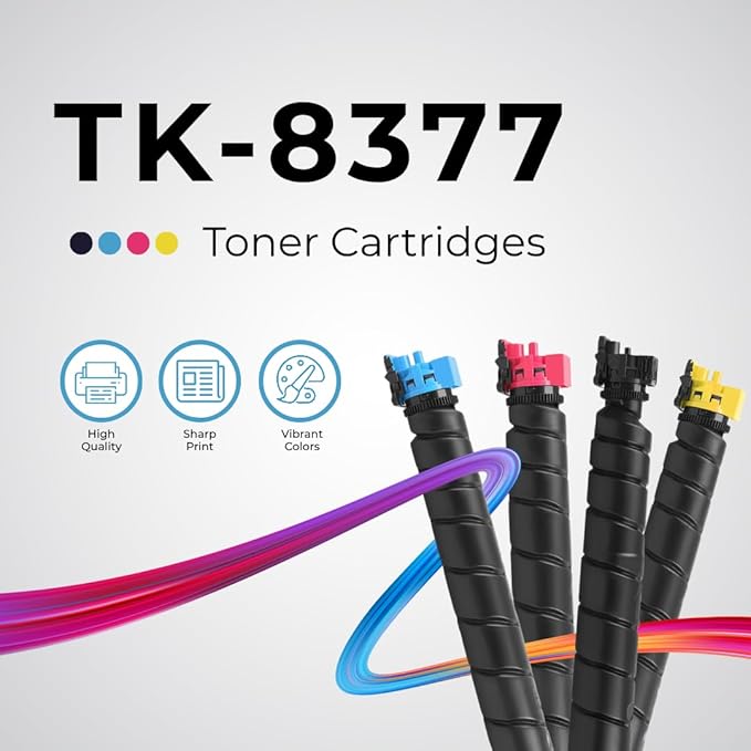 Toner Pros Compatible Replacement Toner Cartridge for Kyocera TK-8377 – High Yield Black TK-8377K, Cyan TK-8377C, Magenta TK-8377M, Yellow TK-8377Y – for TASKalfa 3554ci Printer – 4-Pack