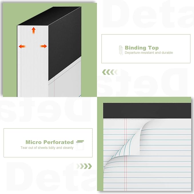4 Pack Note Pads 8.5 x 11 White Legal Pads Narrow Ruled - 30 Sheets Per Notepad, Double-Side Printed Thick Writing Pads, Perforated Legal Pad 8.5 x 11 Notepads Paper for School College Office Business