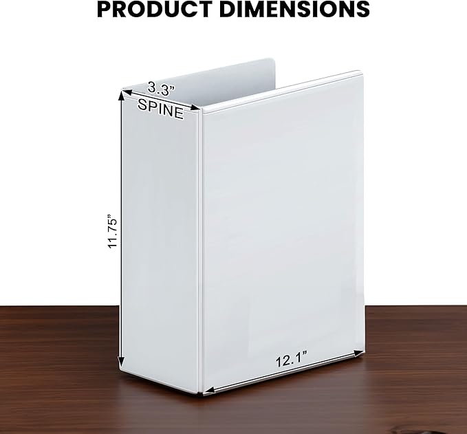 Performore 3 Ring Binder, 2.5" Professional Round Ring, Presentation Folder for Standard Pages with Inside Pockets, Customizable Clear View White Binder (12 Pack) - Ideal for Office Supplies