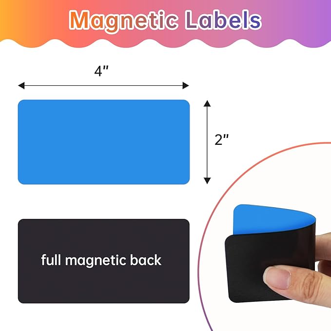 Dry Erase Magnets Set - 24 Pack - 4x2 in Whiteboard Magnetic Notes Planning Pads Labels - Small White Board Magnet Strips Name Tags for Home, Office and Classroom