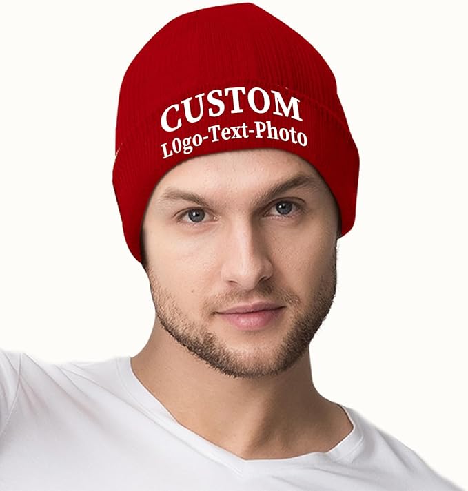 Custom Beanie for Men Women Bulk Custom Winter Hat Beanies with Logo Text Image Personalized Knit Hats Gifts for Business