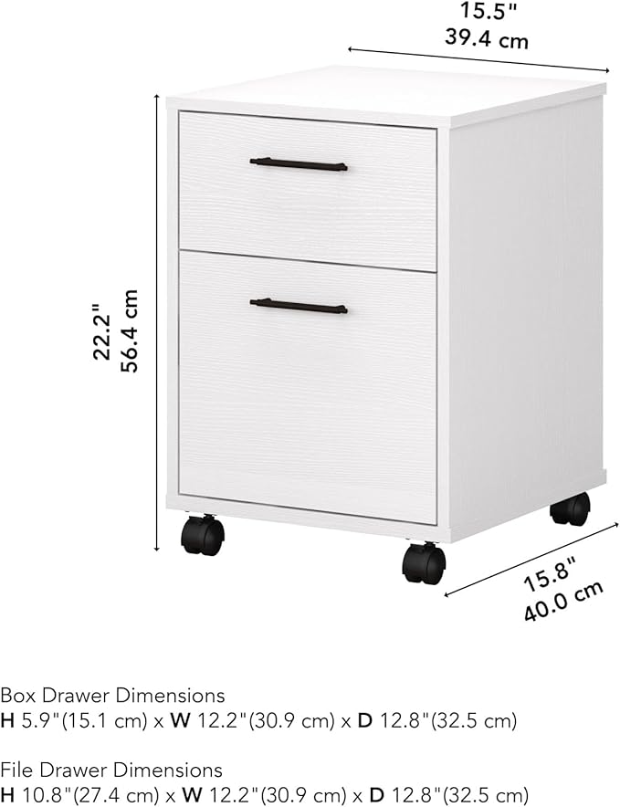 Bush Furniture Key West 2 Drawer Mobile File Cabinet, Rolling File Cabinet for Home Office