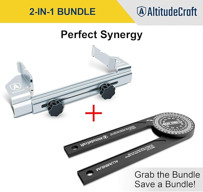 Miter Saw Crown Stops & Protractor Set – Precision Angle Tool Kit for Accurate Crown Molding, Trim, and Carpentry Work