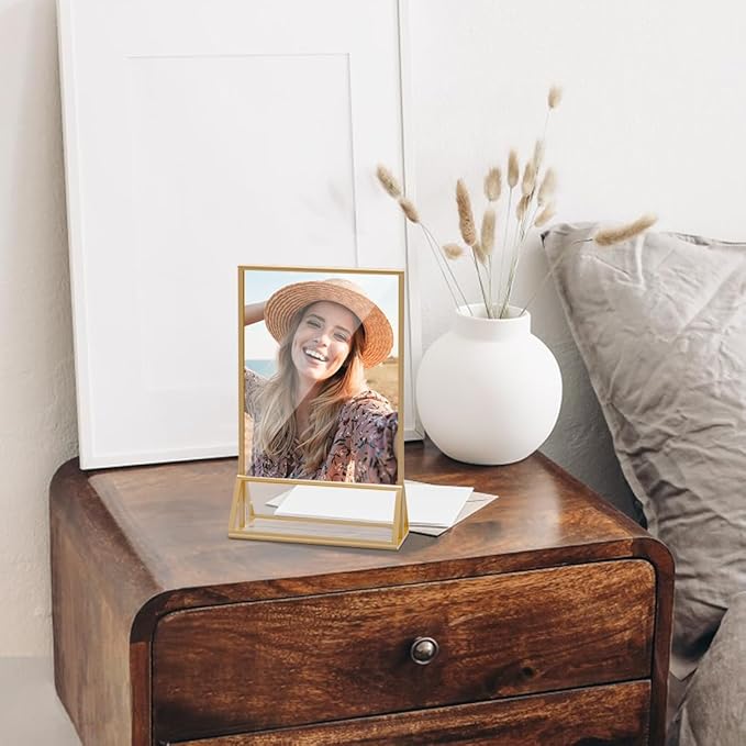 Acrylic Sign Holder 4 x 6 Double Sided Acrylic Frames Display Stand Clear Table Flyer Holder，Plastic Paper Holder for Home Office Shop