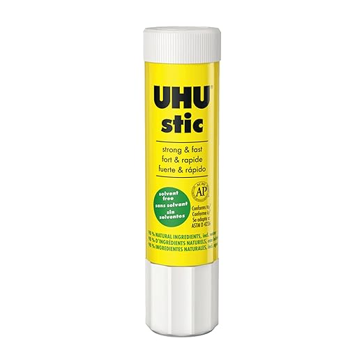 UHU stic, Glue Stick Solvent Free, Washable, Screw on Cap, for School, Crafts, Scrapbooking 1 x 21g Blister, White