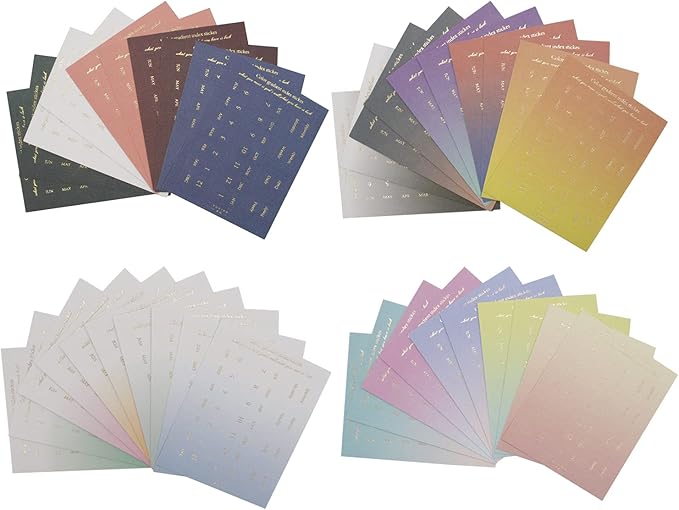 10 Sheets Self Adhesive Tabs Gradient Color Stickers Monthly Calendar Index Tabs for Planners, Journal, Notebook, Agendas and Organizers, Office Supplies (40 Sheets), 88mmx110mm