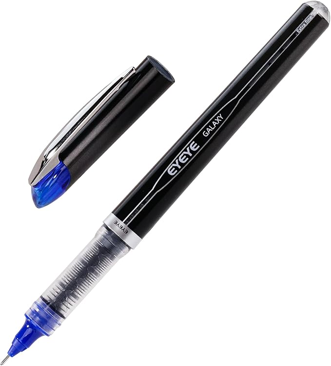EYEYE Blue Rollerball Pens 0.5mm, 6 Pack Extra Fine Point Liquid Ink Needle Tip Pen Quick Dry, Pen Fine Point Smooth Writing Pens for Journaling, Note Taking, Office, School Supplies