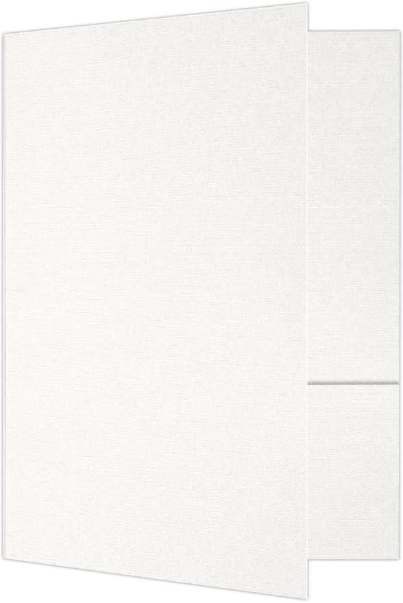 LUXPaper 9" x 12" Presentation Folders | Two Pocket | White Linen | 100lb. Cover | 10 Qty