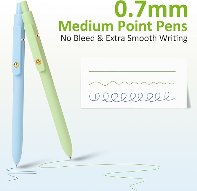 FIOVER Colored Pens, 6 Pack Colorful Gel Pens, Quick-Dry 0.7mm Medium Point for Journaling, Note Taking, Doodling, Aesthetic Office School Supplies, Gifts for Women Men(Multiple Colors)