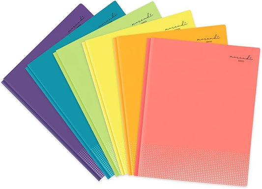 H4D Plastic 2 Pocket Folders with Prongs, Letter Size, Primary Colors, 6 Pack