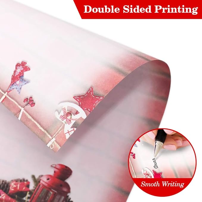 Christmas Stationary Set 6 Designs Stationary Paper and Envelopes Set, 48 Sheets Writing Stationery Paper + 24 Pieces Sealed Envelopes