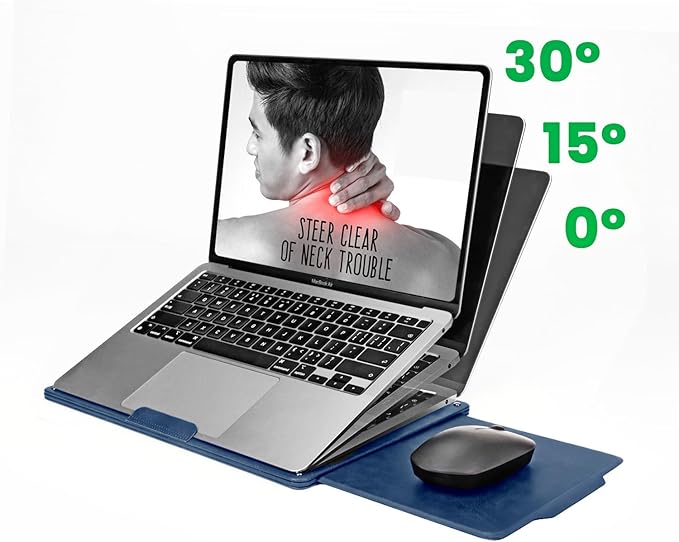 PUNCUBE Portable Lap Desk -Ultra Slim&Compact Laptop Desk in Sleek Design with Retractable Mouse Pad, Adjustable Stand, Expandable Surface, and Heat Protection for Laptops and Tablets (Midnight Blue)
