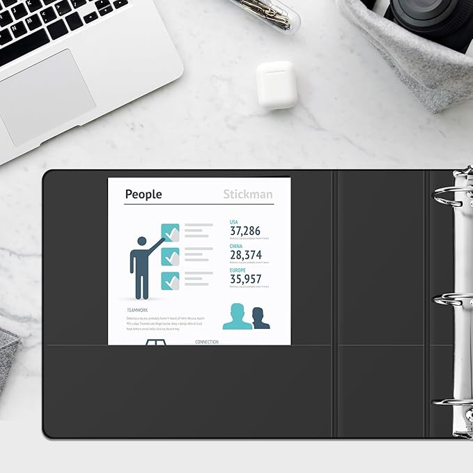 Comix Durable 3 Ring Binder, 3 inch D Ring Binders, Hold 725 Sheets of US Letter Size Paper, 2 Pack (Black)