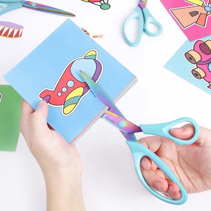 8.5" Scissors All Purpose, Multipurpose Office Scissors Set of 3 pack, sharp Titanium Coating Blade and Soft Comfort-Grip Sturdy Scissors for Fabric School Craft Sewing Home, Right/Left Handed, Blue