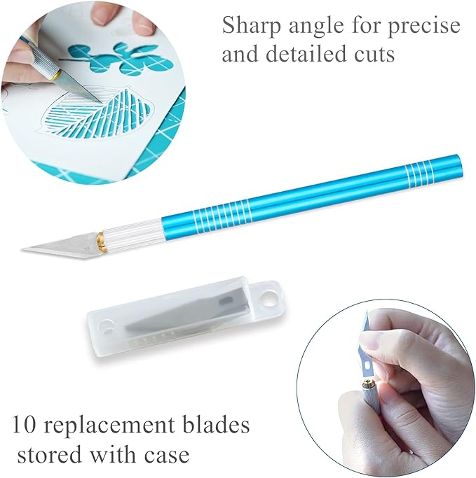 Headley Tools Rotary Cutter Set - 45mm Fabric Cutter, 5 Extra Rotary Blades, A3 Cutting Mat, Quilting Ruler and Sewing Clips, Craft Knife Set, Ideal for Crafting, Sewing, Patchworking,Turquoise