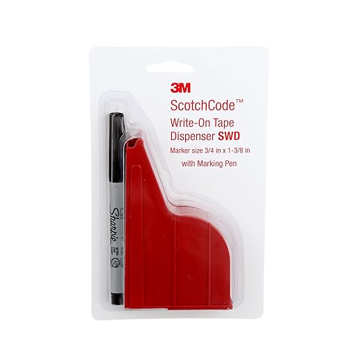 3M ScotchCode Wire Marker Write-On Dispenser with Tape and Pen SWD, 0.75 in x 1.375 in