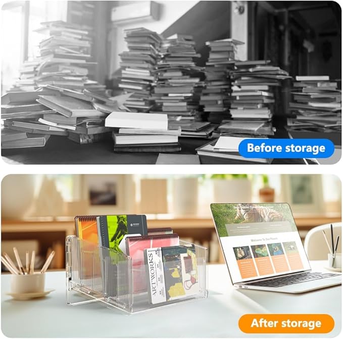 File Sorter Organizer, 5 Sections Acrylic Letter Tray for Desk, Mail Organizer Letter Holder for Envelopes, Mail, Electronics 2Pack 2PCS