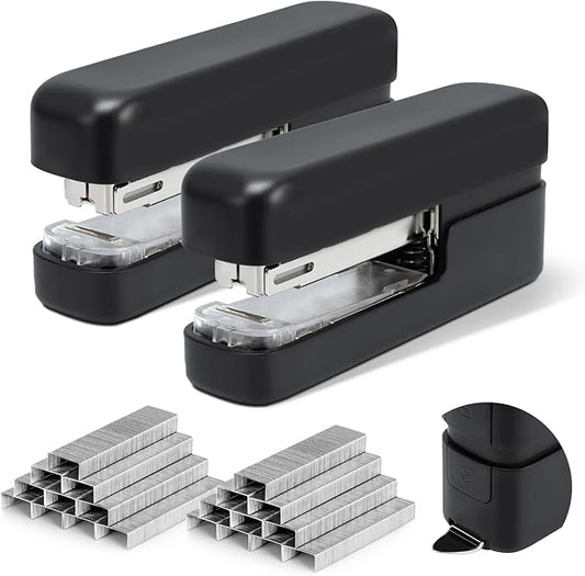 deli Stapler, Desktop Staplers with Integrated Staple Remover, 45 Sheet Capacity Office Stapler, 2 Pack, Black