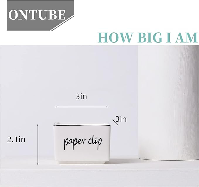 ONTUBE Farmhouse Paper Clip Holders Dispenser Organizer for Desk 3 Inch White