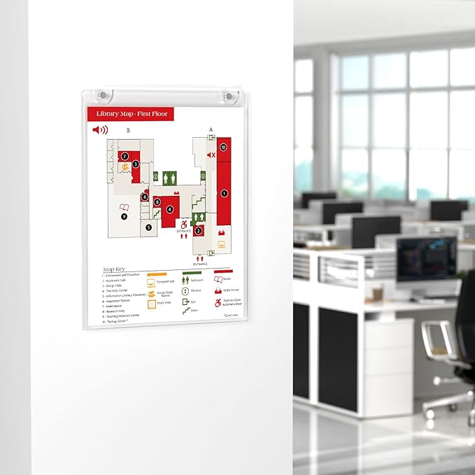 HIIMIEI 12 Pack Acrylic Wall Sign Holder 8.5x11 Vertical, Clear Plastic Picture Frames for Paper with Free 3M Tape and Screws, Door Sign Holder Perfect for Home, Office, Store, Restaurant