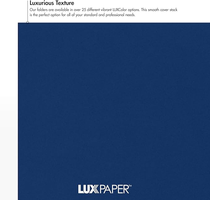 LUXPaper 9" x 12" Presentation Folders | Two Pocket | Navy Blue | 100lb. Cover | 10 Qty