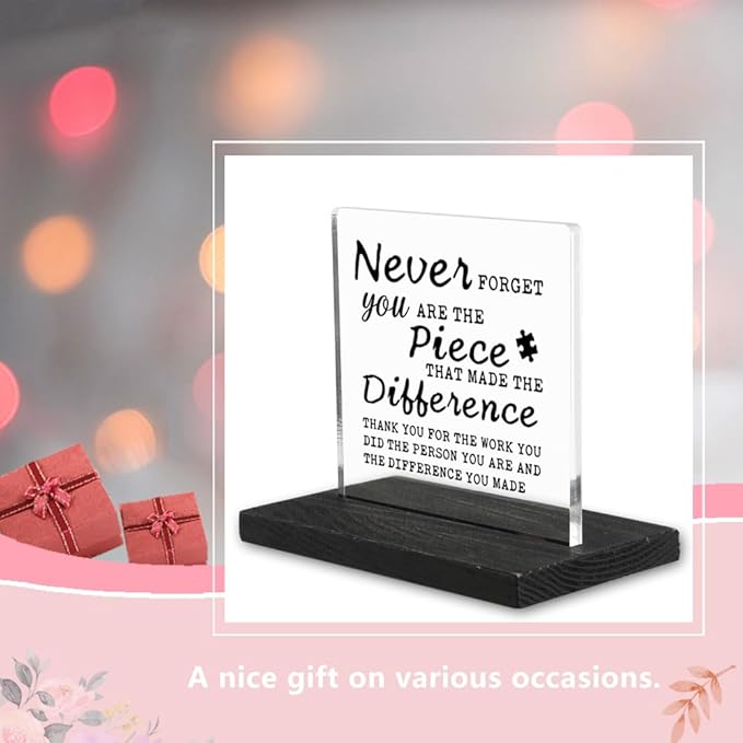 Appreciation gifts for Mentor Teacher Nurse, Going Away Gift Retirement Gift for Coworker Boss, Never forget you are the Piece that Made the Difference, Funny Office Desk Decor-DX109
