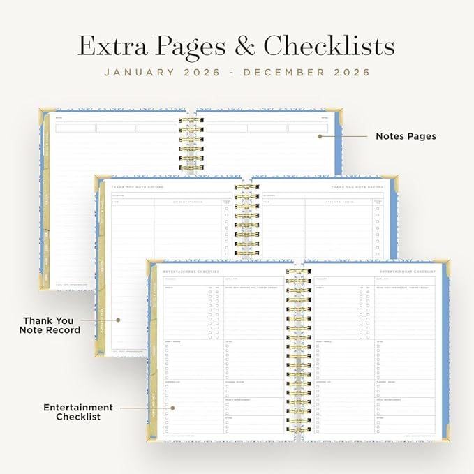 Day Designer 2026 Weekly Planner – Premium Planner for Stylish Organization. Combines Weekly & Monthly Calendars, Daily Schedule, Notes Pages, Goal Setting, Stickers, Pocket & More. Elegant Laminated Cover with Gold Accents (Casa Bella Design - 2026)