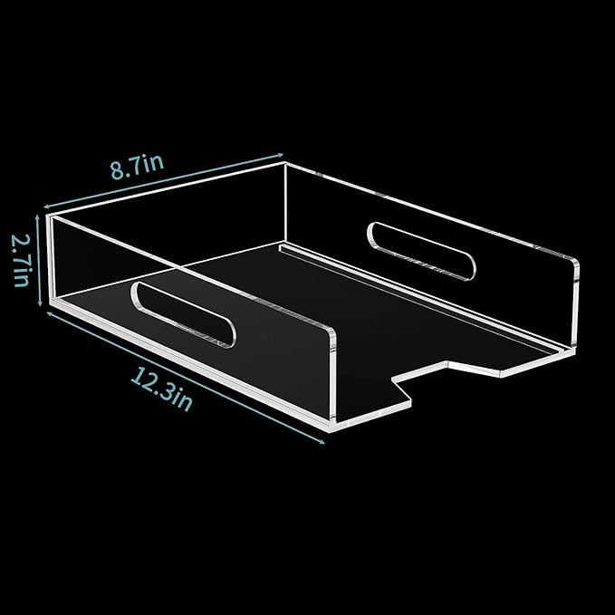 HIIMIEI Paper Organizer for Desk, Acrylic Paper Tray, Clear Letter Tray Desk Stackable Organizer Tray for School, Home, Office 2 Tiers