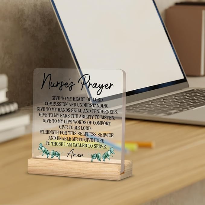 Gifts for Nurse, Appreciation Gifts for Nurses, Graduation Gifts for Future Nurses, Nurse Prayer Clear Desk Decorative Sign Home Office Acrylic Decor