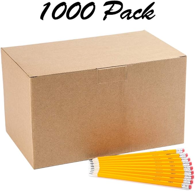 Madisi Wood-Cased #2 HB Pencils, Yellow, Pre-sharpened, Bulk Pack, 1000 pencils