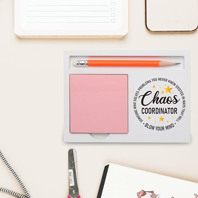 Chaos Coordinator Gifts Funny Inspirational Desk Organizer for Administrative Assistants Teachers Moms – Appreciation Birthday Farewell, Office Humor Desk White Note Pad Holder XBCT6
