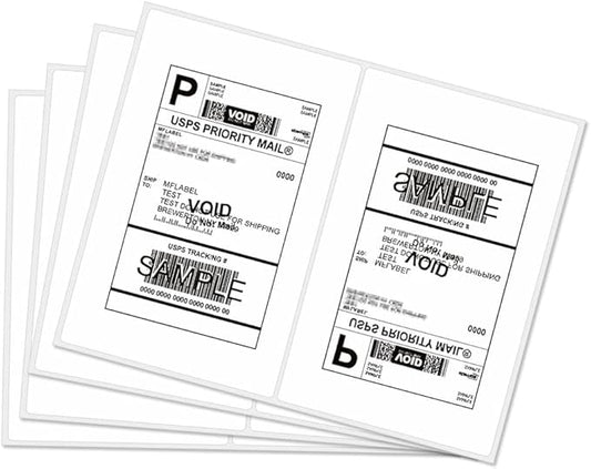 MFLABEL® Round Corner Half Sheet Shipping Labels 2-UP Click-n-Ship Mailing Postage Labels (150Sheets300Labels)