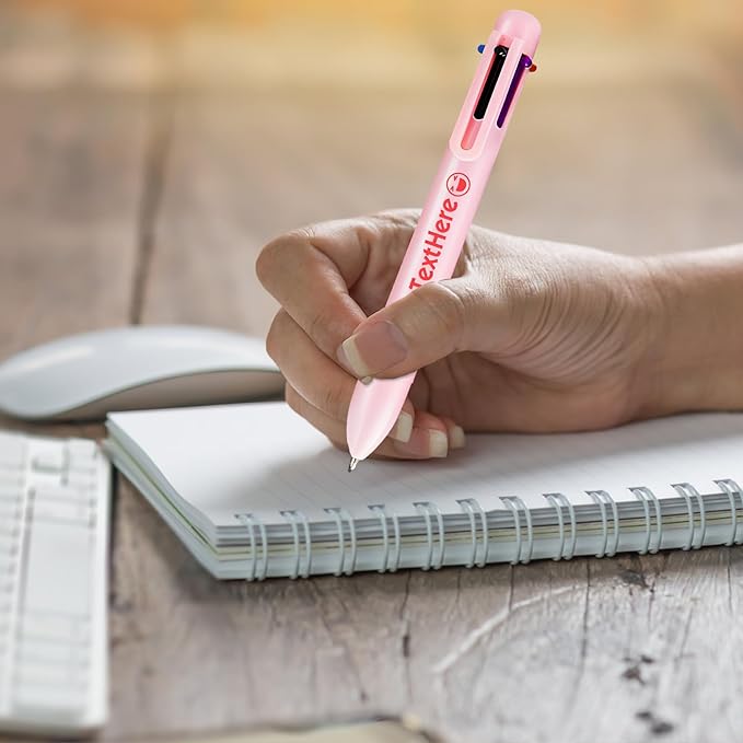 Custom 6-In-1 Multicolor Ballpoint Pen 0.5mm Tip Personalized Pens with Text Logo Name Printed Customized Pens Gift for Businesses School Office Employee Exhibition, 14PCS