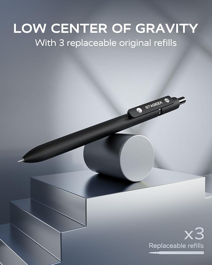 Black Gel Pens, 12Pcs Fine Point Smooth Writing Pens with 3 Extra Refills, Quick Dry Black Ink Pens for Journaling, Office, Note Taking, School Supplies, Nurse Aesthetic(Black)